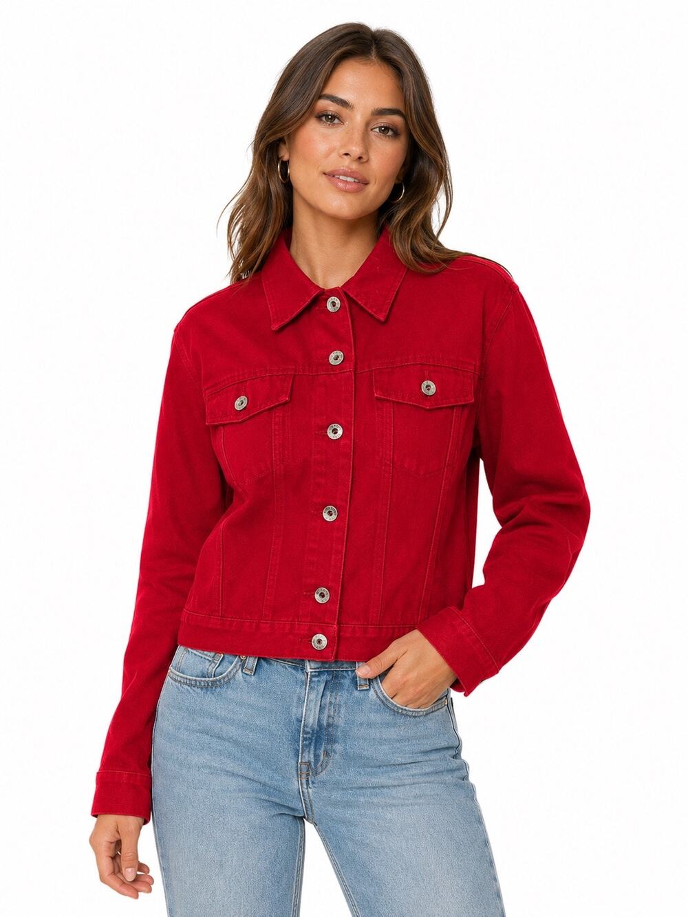 Vintage ‘00 Gap 100% Cotton Red Button Front Collared Jacket